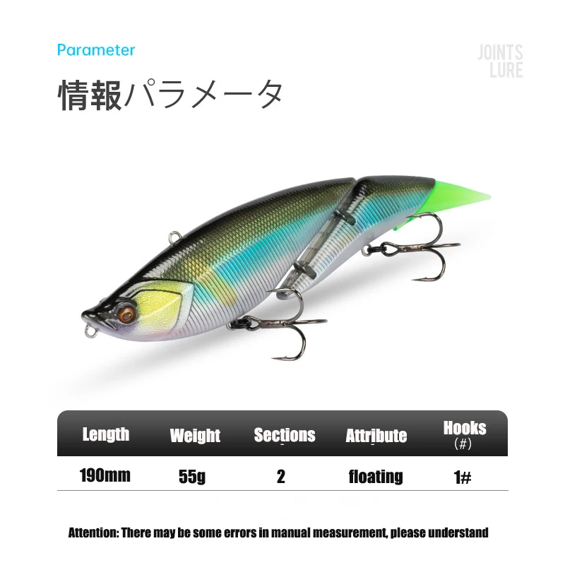 Cebo duro flotante para pesca, señuelo Biónico de varias secciones, cebo falso, 19cm, 55g, Wobblers flexibles, aparejos de pesca - imagen 3