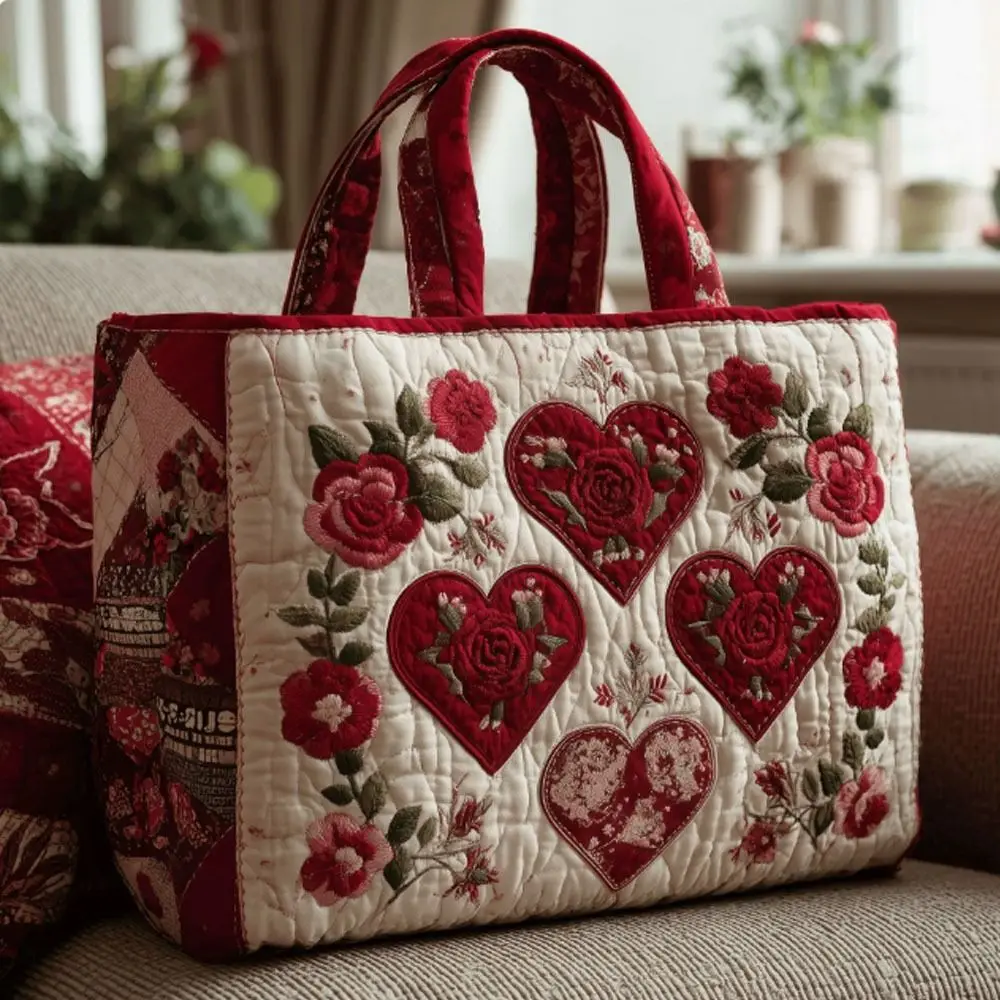 Bolso Tote acolchado con gatos y estampado floral, gran capacidad - imagen 2