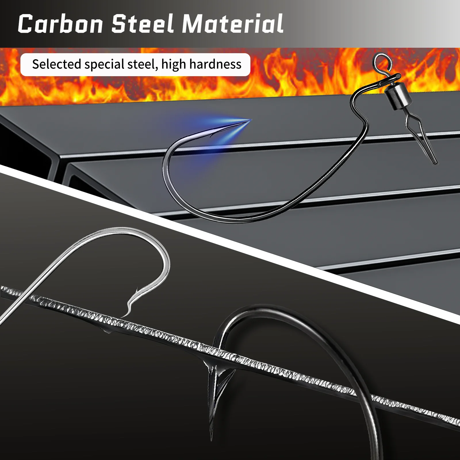 9KM 30 Uds Ewg ganchos de tiro caído con giratorios pesca de lubina anzuelos de aparejo Texas anzuelo de pesca de gusanos acero rico en carbono - imagen 4