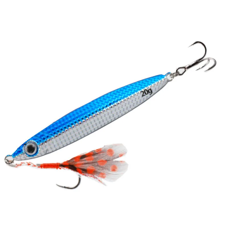 Señuelo de pesca de 7g, 10g, 15g, 20g, 30g, cebo de cuchara de plantilla de Metal, Wobbler con ganchos, aparejos de pesca, cebo de hundimiento duro, lubina de mar - imagen 5