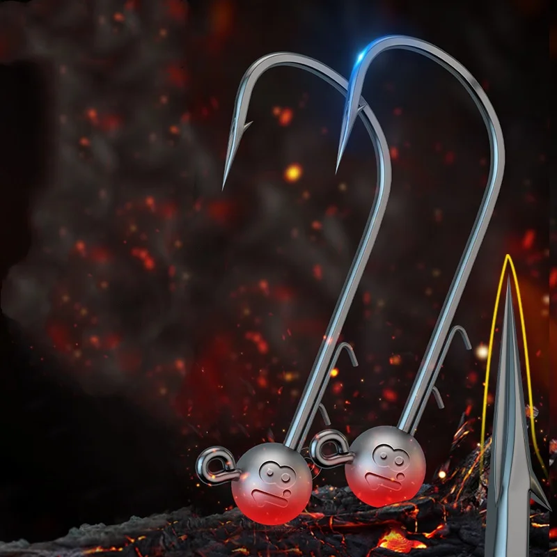 Gancho de cabeza de plantilla de plomo de peso de pequeño gramo, señuelo de pesca de pozo negro, anzuelo reforzado, lote de 10 piezas en oferta - imagen 5