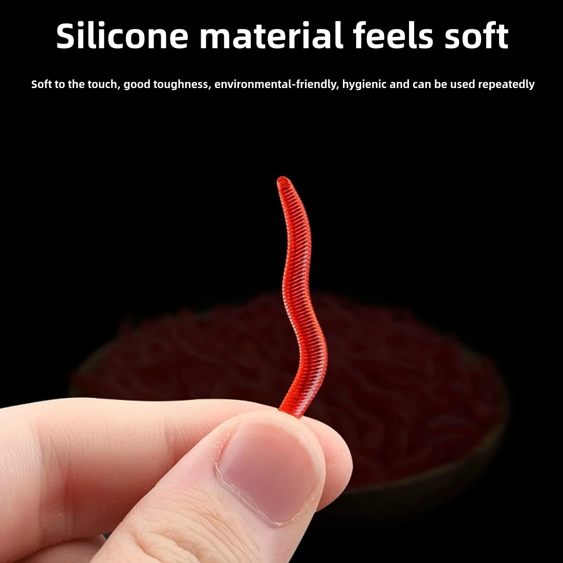 3,5 cm 50 Uds gusanos de pesca señuelo de silicona de plástico suave larva cebo de gusano realista gusano de tierra falso gusano de sangre cebo Artificial lubina - imagen 4
