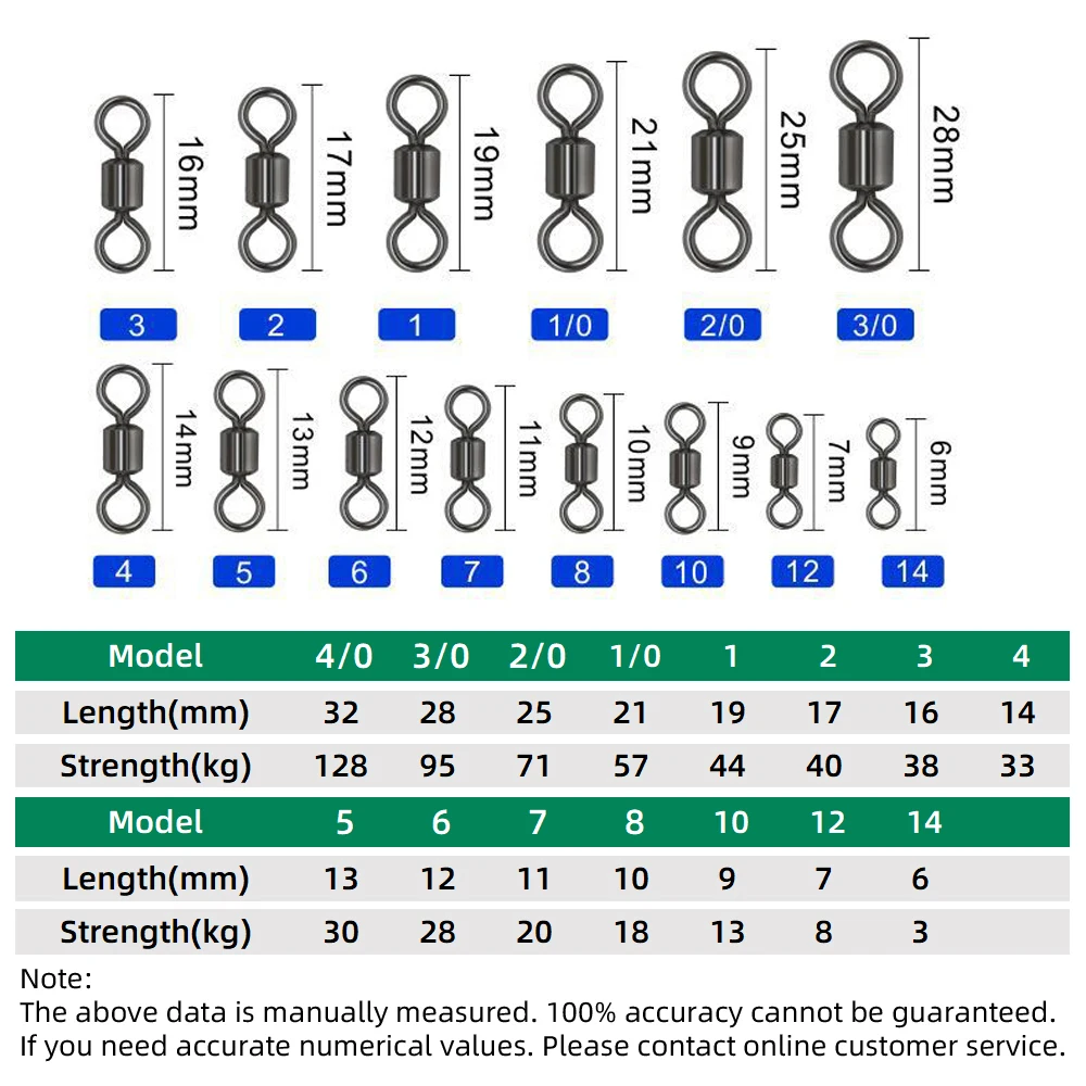 DNDYUJU 100 Uds. Giratorios de pesca giratorios anillos de acero inoxidable sólido anzuelos conector de señuelo para accesorios de pesca - imagen 2