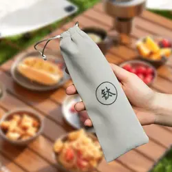 Cuchara de titanio portátil de alta calidad, mango largo, tenedor ambiental para acampar al aire libre, utensilios de cocina de titanio ligeros, herramienta para exteriores