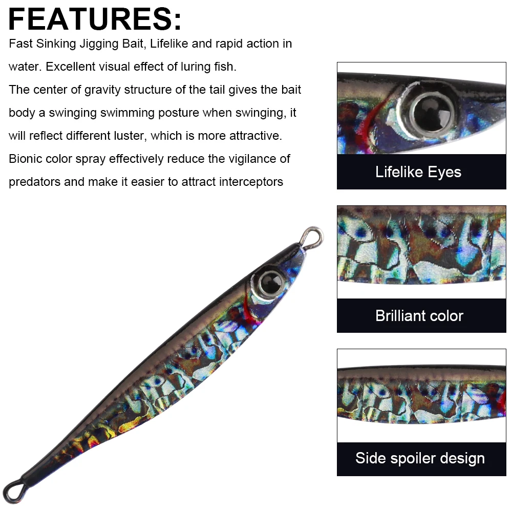 FISH KING-señuelo de pesca con plantilla de Metal, 10g-40g, 6,5-9,5 CM, cebo duro para pesca de lubina, trucha, Jigging, plantillas de señuelos de agua salada - imagen 5