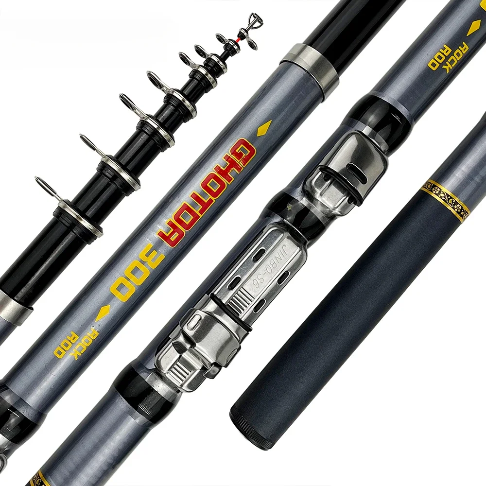 Mini cañas de pescar giratorias portátiles ultraligeras de 1,5-3,0 m, caña telescópica de fibra de carbono para roca/mar, caña de viaje para pesca de agua dulce - imagen 4