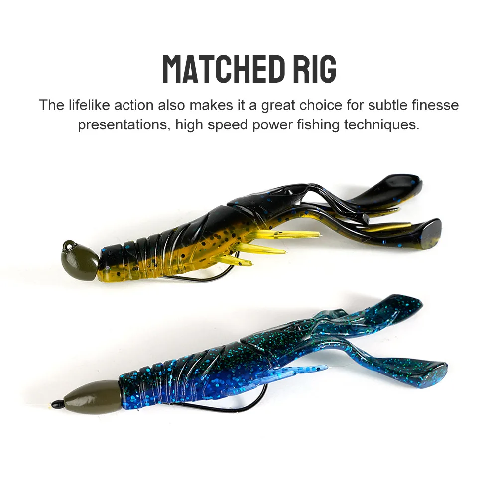 DYY-señuelo de pesca Swimbait de silicona suave, cebo Artificial de Camarón, Señuelos de Pesca de lubina finura, Kicker Craw, 10,5 cm, 8,8G, 6 piezas - imagen 5