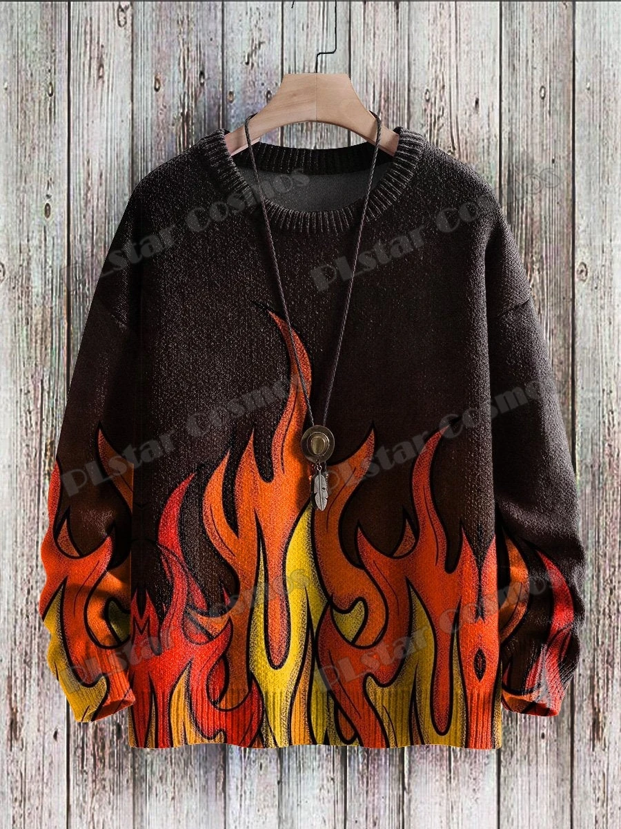 Jersey de punto informal para hombre y mujer, suéter de cuello redondo con estampado 3D de Graffiti, mariposa y arte callejero, KMY32, Invierno - imagen 5