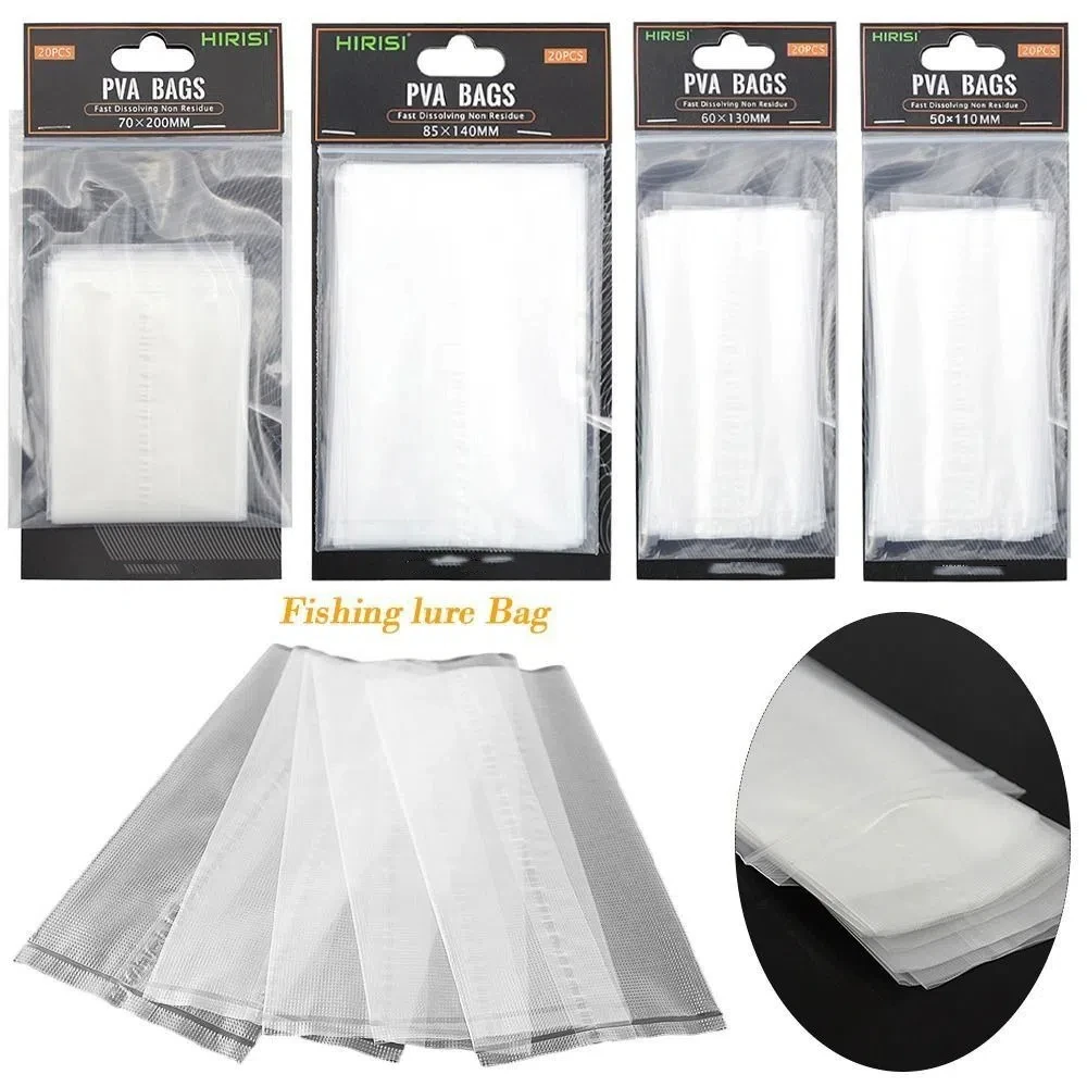 Bolsas de PVA de disolución rápida, herramientas de pesca sin residuos, malla de señuelo de PVA, bolsas solubles en agua para pesca de carpa, 20 piezas - imagen 3