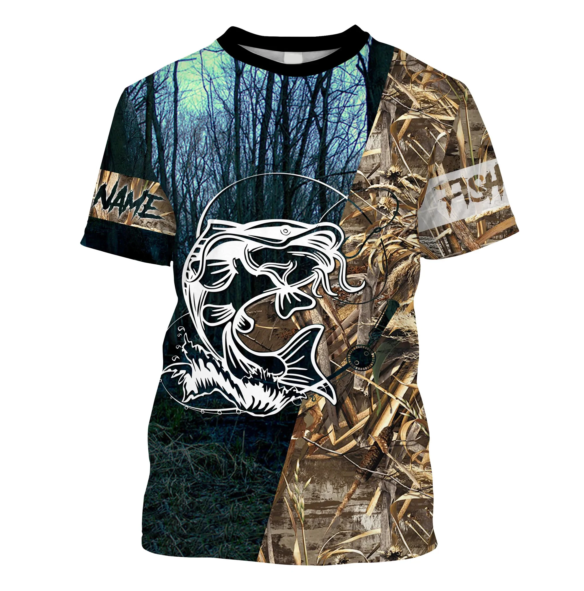 Catfish pesca Camo personalizar nombre 3D impreso camiseta para hombre fresco verano estilo Casual camiseta Unisex regalo para pescador TX274 - imagen 5
