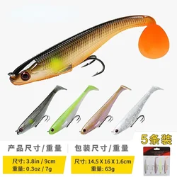 Señuelos blandos de cola en T de 90mm y 7g con cabeza de plomo para agua salada, cebo de silicona para perca Megabass, anzuelo de pesca de tiro largo