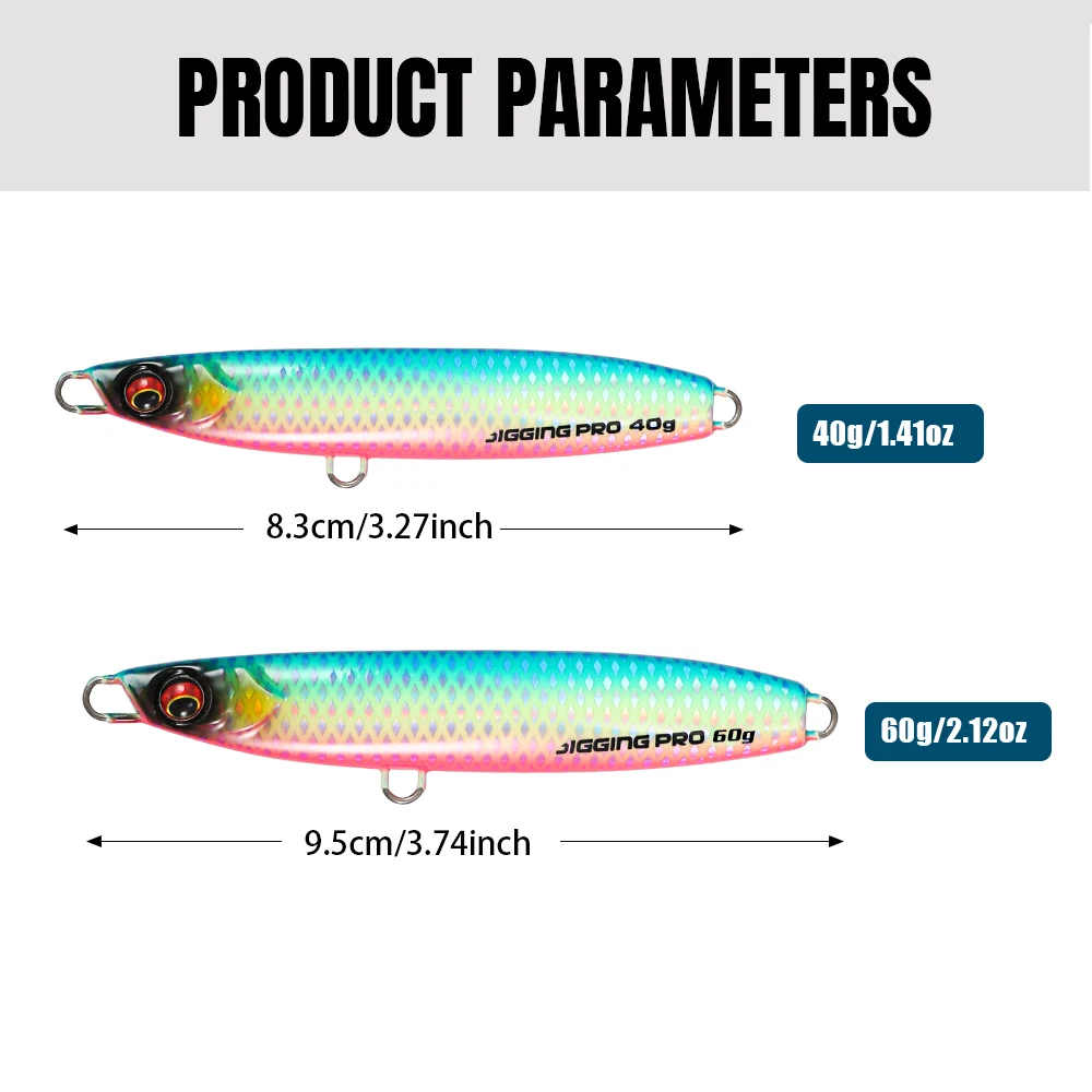 Jig Surf metálico luminoso JIGGING PRO – pesca plano en costa - imagen 2