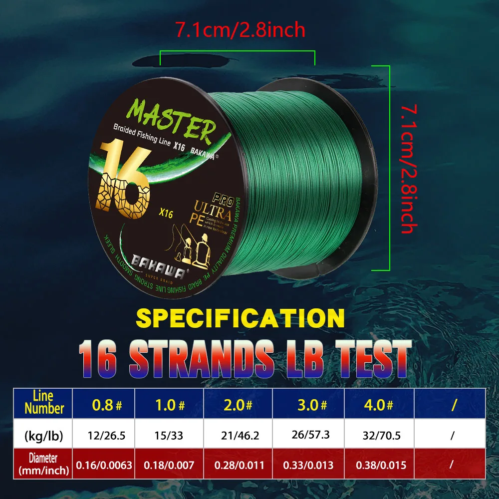 Línea de pesca BAKAWA X16 de 500M, trenzada japonesa para pesca de carpa, accesorios de sedal, equipo, productos de pesca - imagen 2