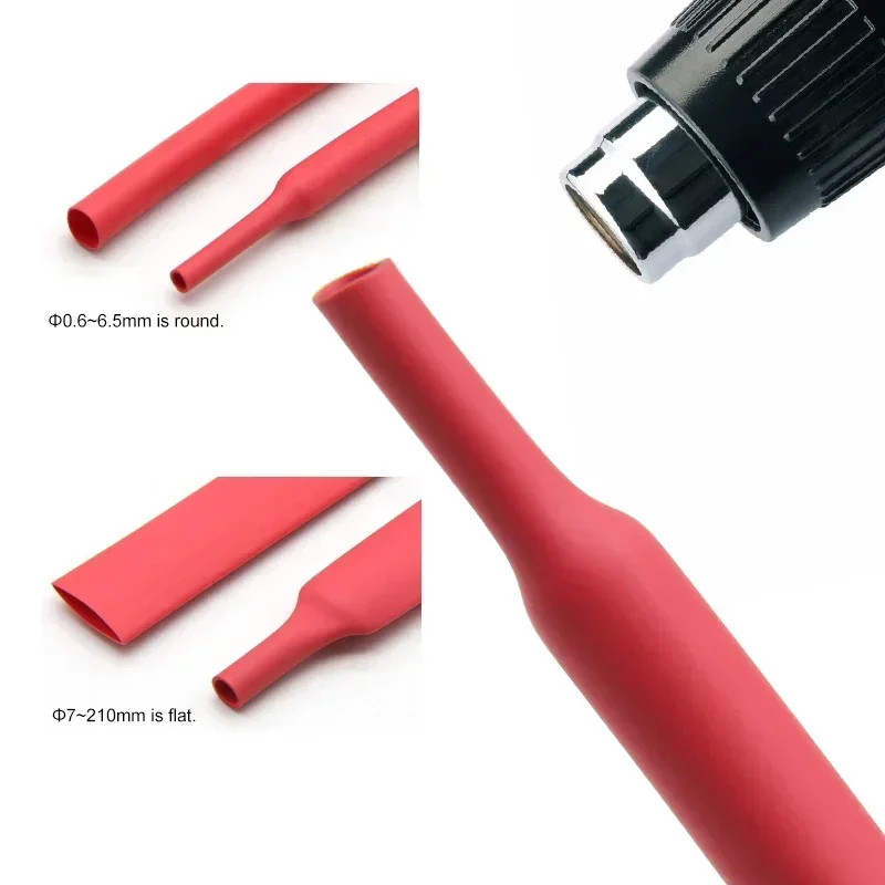 Tubo termorretráctil de 1 ~ 10m 2:1, diámetro rojo de 0,6mm ~ 80mm, reparación de cables, protector de Cable DIY, envoltura de tubo - imagen 3