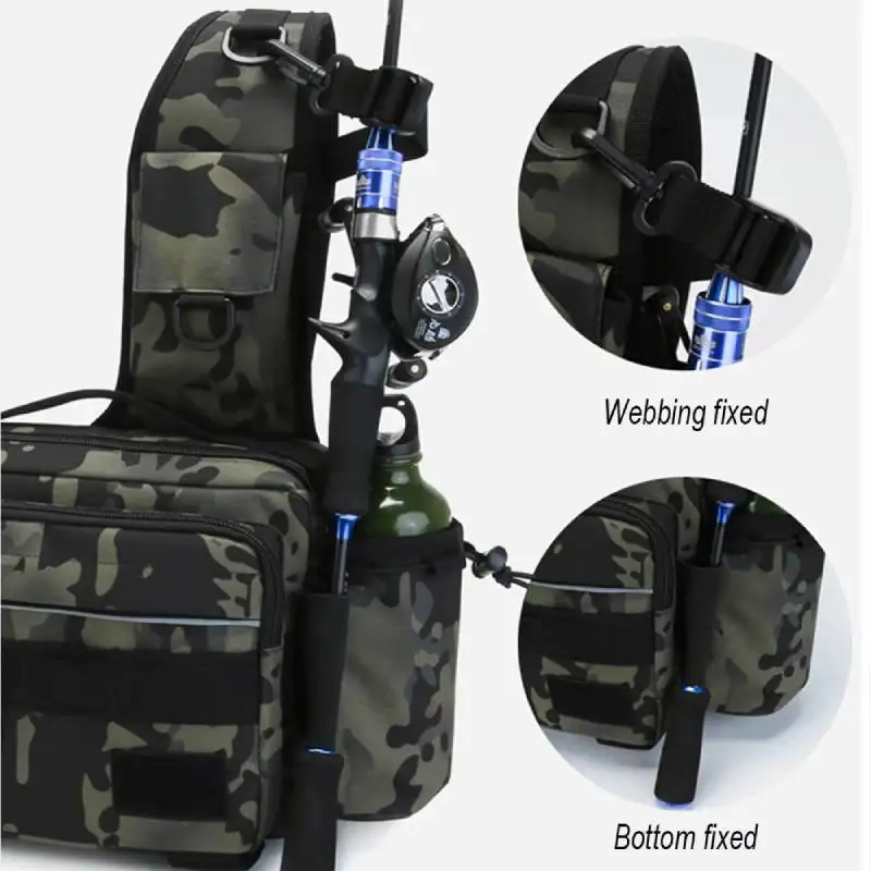 Mochila para aparejos de pesca para hombre, bolsa de pecho Molle multifuncional para senderismo al aire libre, bolsas de cintura para caza, almacenamiento de señuelos de peces, riñonera - imagen 5