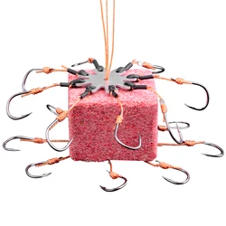 2 unids/lote anzuelos de cebo de carpa para Pesca con solapa, gancho de cuerda de explosión, previene el bobinado de líneas de PE con manguera, anzuelos de acero al carbono para Pesca