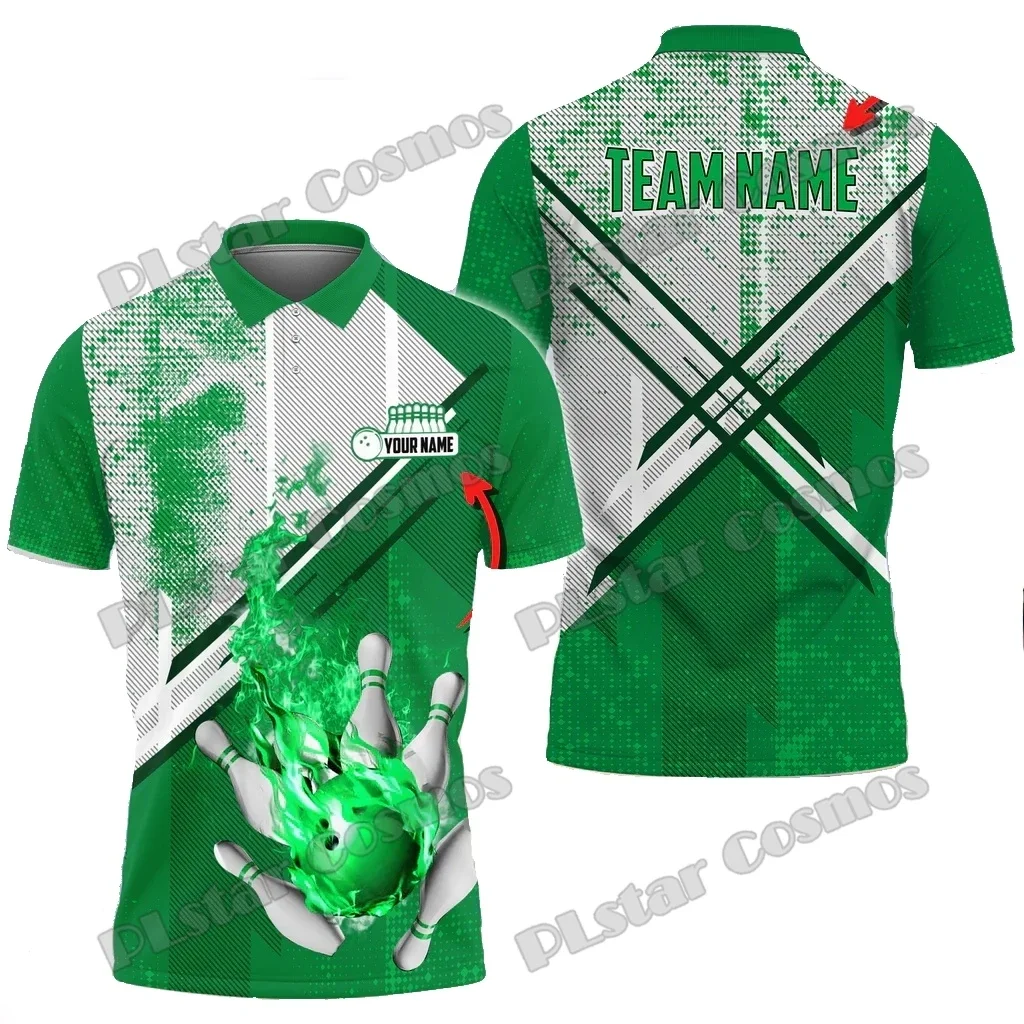Flame Bowling Ball And Pins Primitive personalizado nombre 3D impreso hombres Polo camisas verano Casual Unisex Premium Polo PLP69 - imagen 4