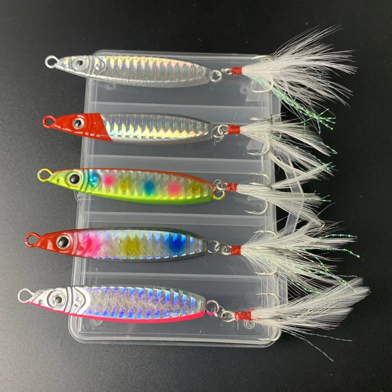 Señuelos de pesca plateados, 1/2/5 Uds., 20g, cebo Artificial Vertical de paso lento, estampado 3D, caballa láser, señuelo de Jigging de alta calidad - imagen 3