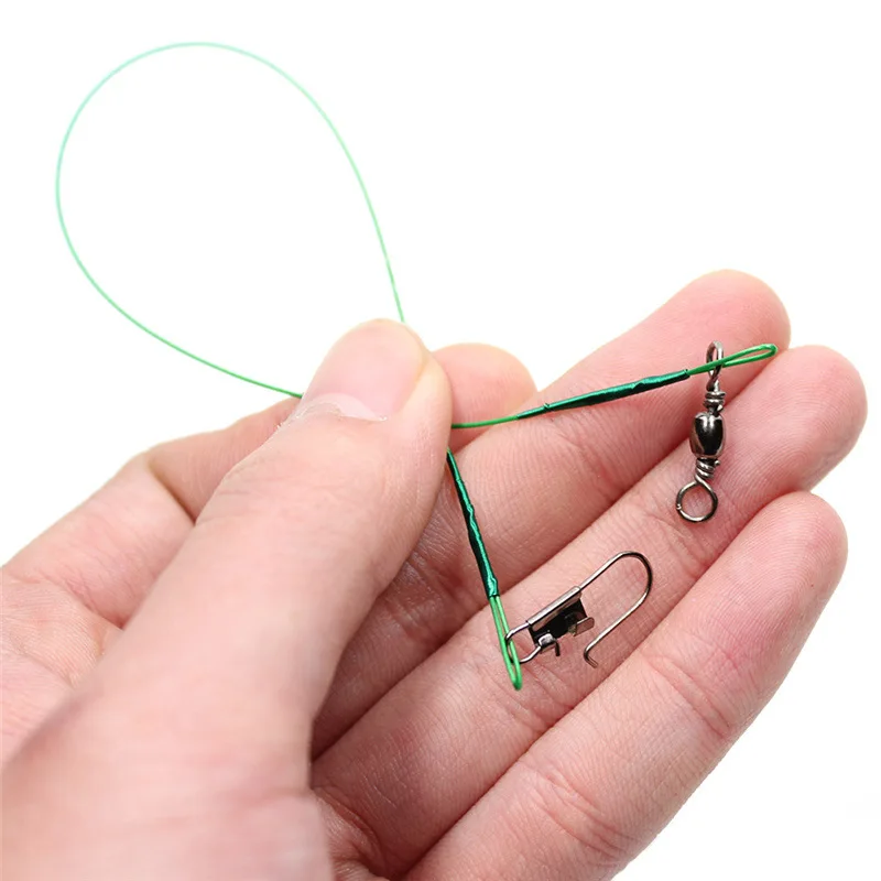 Aorace 20 piezas hilo de pescar de acero antimordida líder de alambre de acero con accesorio de pesca giratorio correa de núcleo de plomo alambre de pesca 15CM-50CM - imagen 5