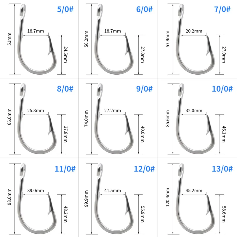 ZYZ-anzuelos de Pesca de Mar, anzuelos de acero inoxidable, anzuelos grandes, aparejos de pesca de agua salada, anzuelos grandes - imagen 5