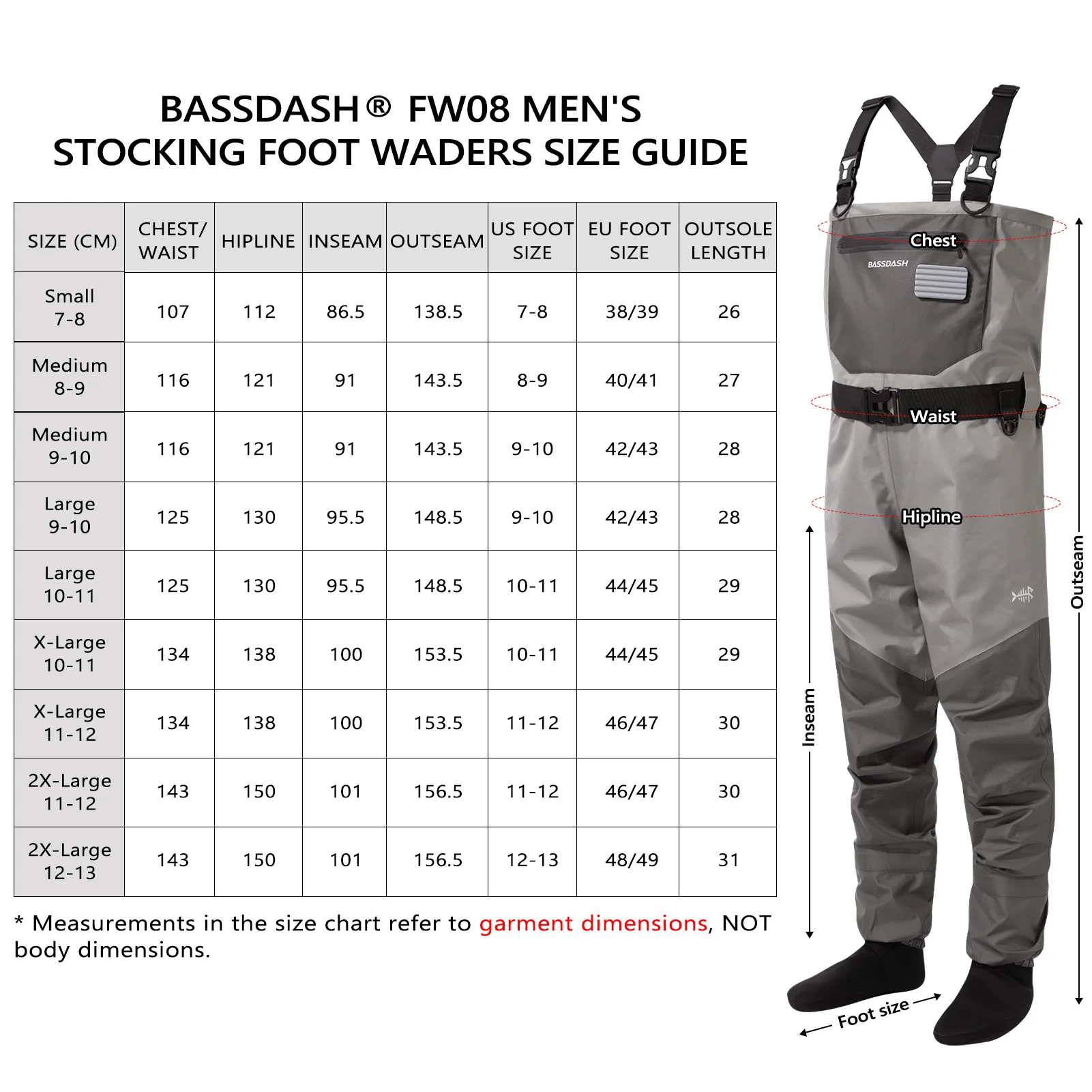 BASSDASH FW08 Wader de pesca transpirable – Botas y pecho impermeables - imagen 3