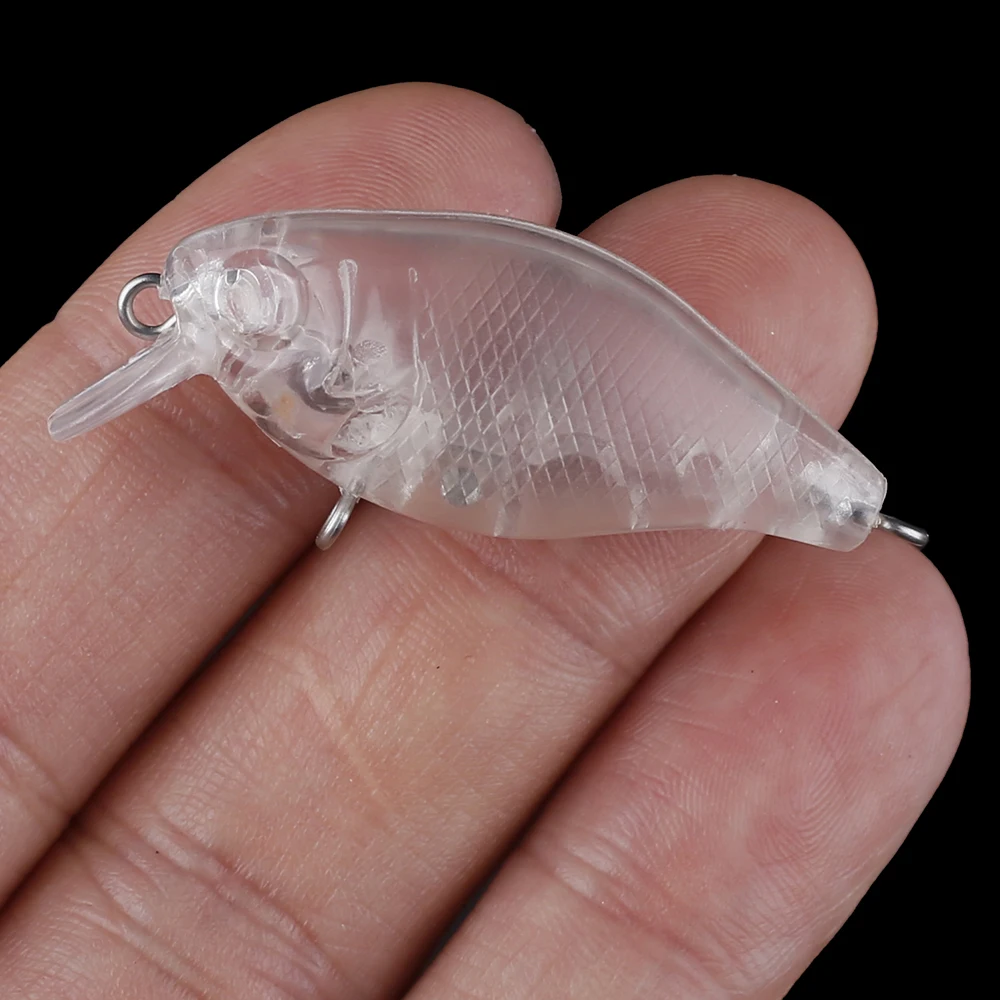 Chan'sHuang-cebos transparentes de 45mm y 3,4g, cascabeles flotantes, Mini Crankbait, aparejos de señuelo de pesca hechos a mano, sin pintar, 20 piezas - imagen 4