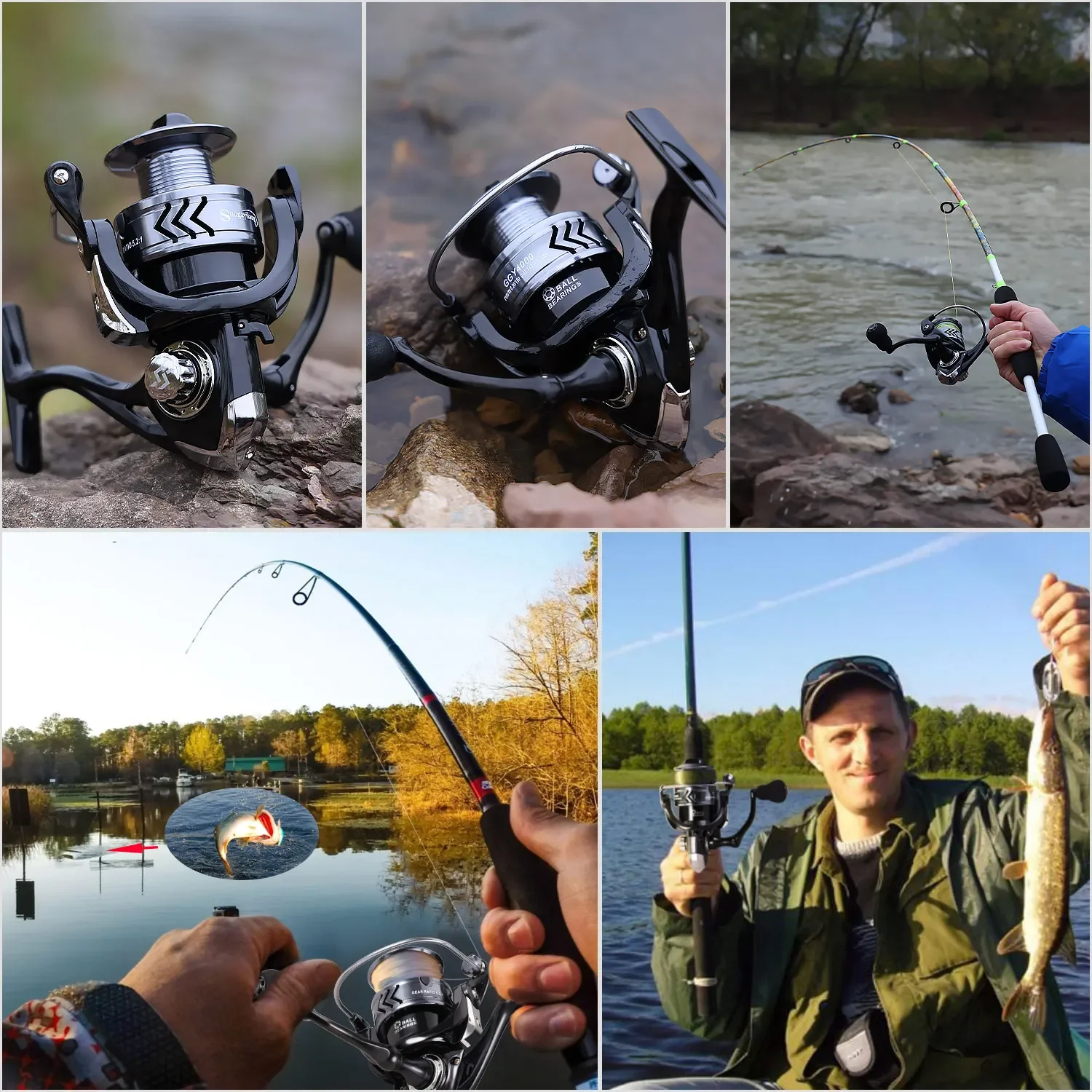 Sougayilang-carrete de pesca giratorio 1000: 1, alta velocidad, Ratio de engranaje, arrastre máximo de 8kg, para pesca de trucha y lubina, nuevo, 6000-5,2 - imagen 4
