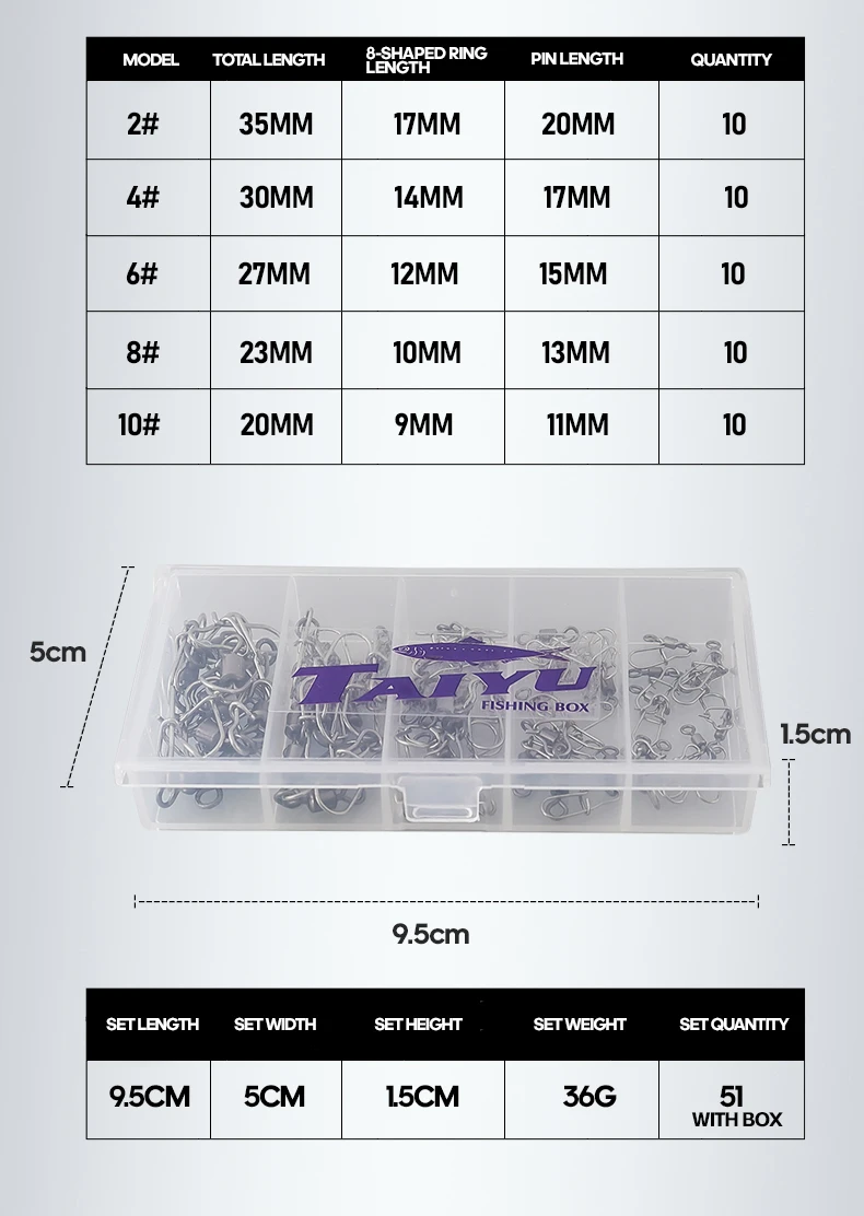 Giratorios y rodamientos del kit de pesca TAIYU
