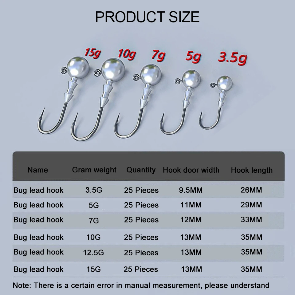 Anzuelo con cabeza de plomo de 5 unids/bolsa, anzuelo de calamar inoxidable de alto carbono, accesorios de aparejos de pesca, 3,5g, 5g, 7g, 10g, 12,5g, 15g - imagen 3