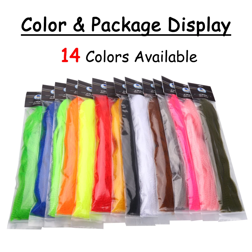 Ellllv-Serpentinas de agua salada de fibra arrugada, Material de atado de señuelos, pelo largo sintético brillante, pesca con mosca multicolor - imagen 5