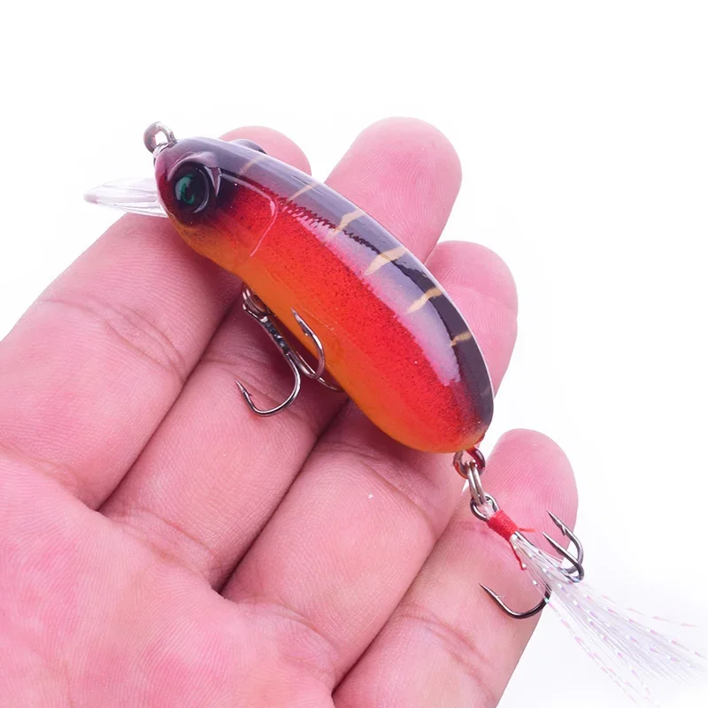 Señuelo de pesca de pececillo que se hunde, 6cm, 10g, manivela Wobbler, Crankbaits, cebo Artificial duro, lubina con anzuelo de plumas, aparejos de Lucio, 1 ud. - imagen 2