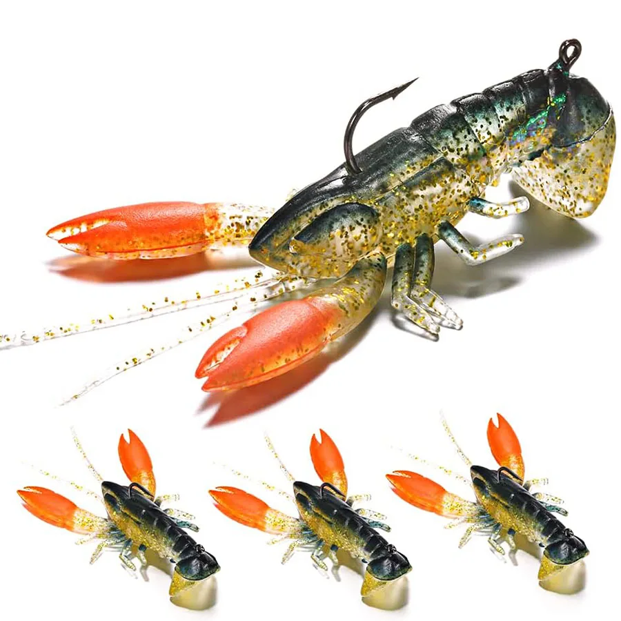 Señuelo de pesca suave de 3 piezas, cebo Artificial, gambas, garra de langosta, señuelo falso para lubina, trucha, bagre, salmón, Swimbait, 8cm/14g - imagen 3