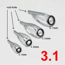 TG005 PARTE 1 orificio de línea 3,1 mm Punta de caña de pescar Anillo guía de línea Anillos de guías superiores de cerámica