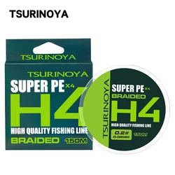 TSURINOYA-sedal de pesca de polietileno, cebo fino de 4 tejidos, H4, 4lb, 6lb, 8lb, 150m, juego de trucha, línea de multifilamento de fundición larga suave
