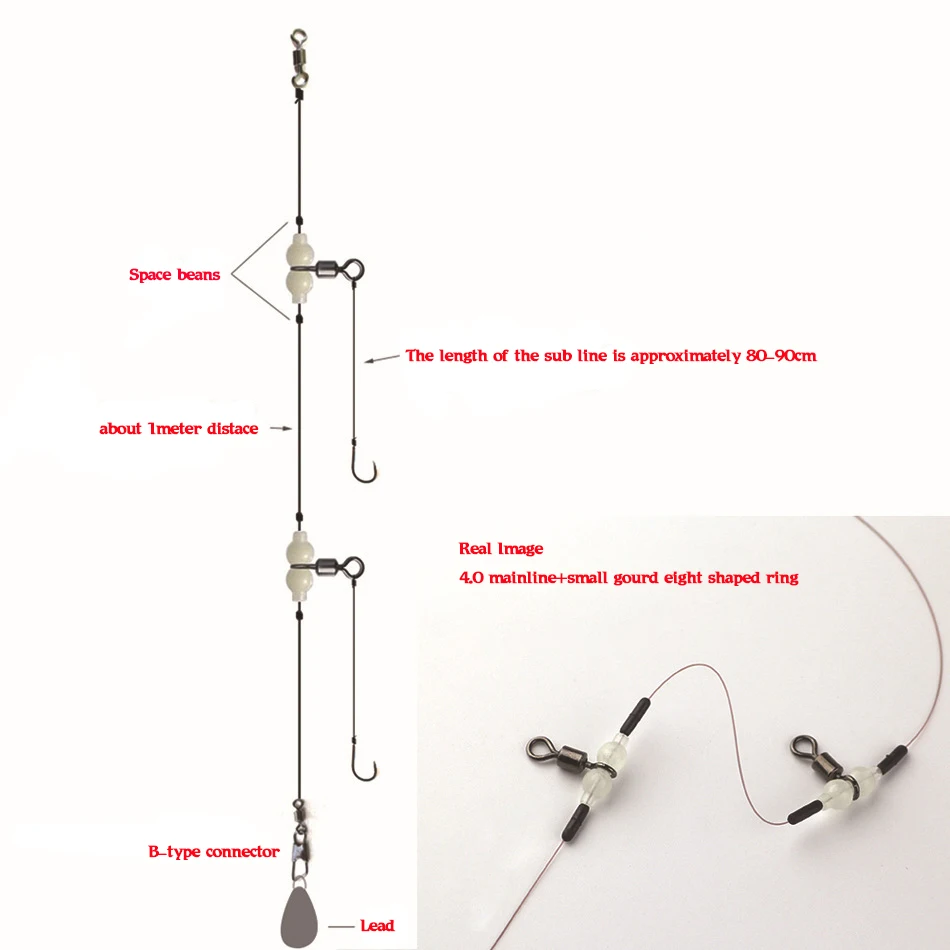 MNFT 100 Uds. Giratorios de pesca duraderos luminosos de 3 vías accesorios de pesca de mar conector giratorio gancho de pesca de mar tamaño L S - imagen 2
