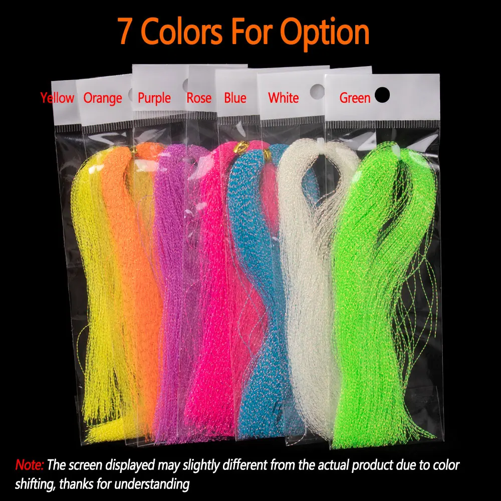 Bimoo, 2 paquetes de oropel holográfico Flashabou trenzado luminoso, hebras de Flash de cristal para anzuelo, señuelo, aparejo Sabiki, Material de fabricación - imagen 5