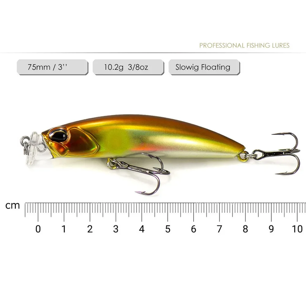 COUNTBASS-SEÑUELOS DE PESCA DE 75mm, 3 ", 10g, 3/8 oz. Dive 0,1-0,3 m, peso magnético, flotador lento, Minnow, cebo duro, Wobbler Leurres - imagen 4