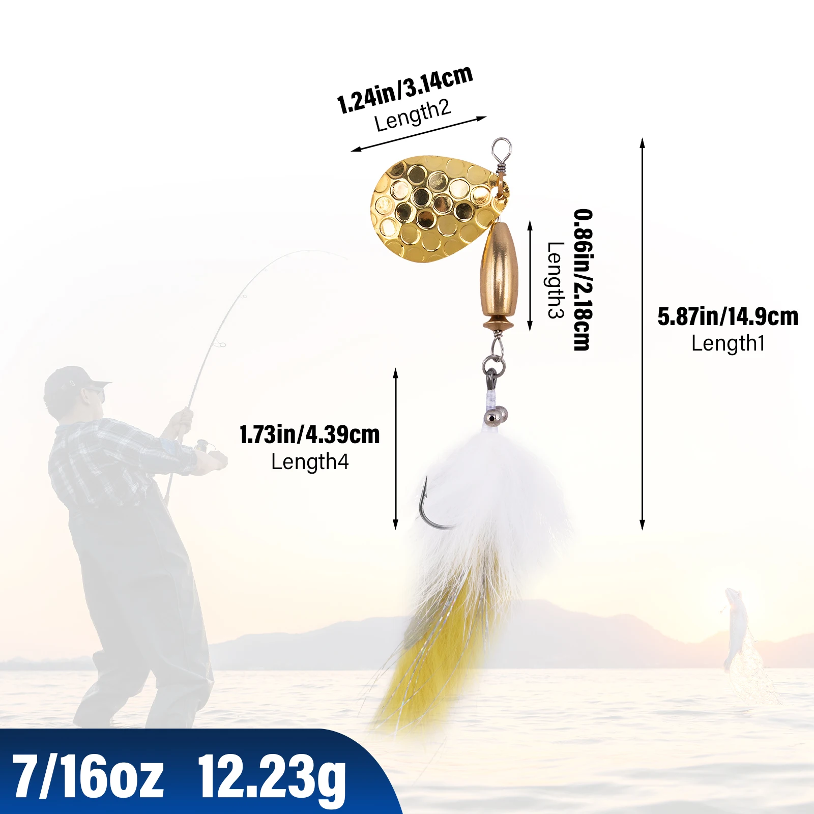 5 uds Spinner de pesca Bunny Streamer Fly Spinner Spinnbait en línea con cola de gallo emplumada gancho único 12,23g para trucha lubina - imagen 2