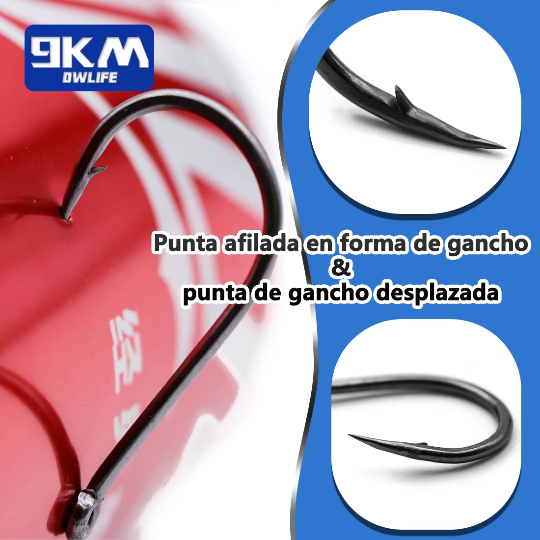 Anzuelos de pesca de 9KM, 50 ~ 100 Uds., anzuelo de carpa, anzuelo circular de pesca con púas, accesorios de pesca en hielo de acero alto en carbono negro - imagen 5