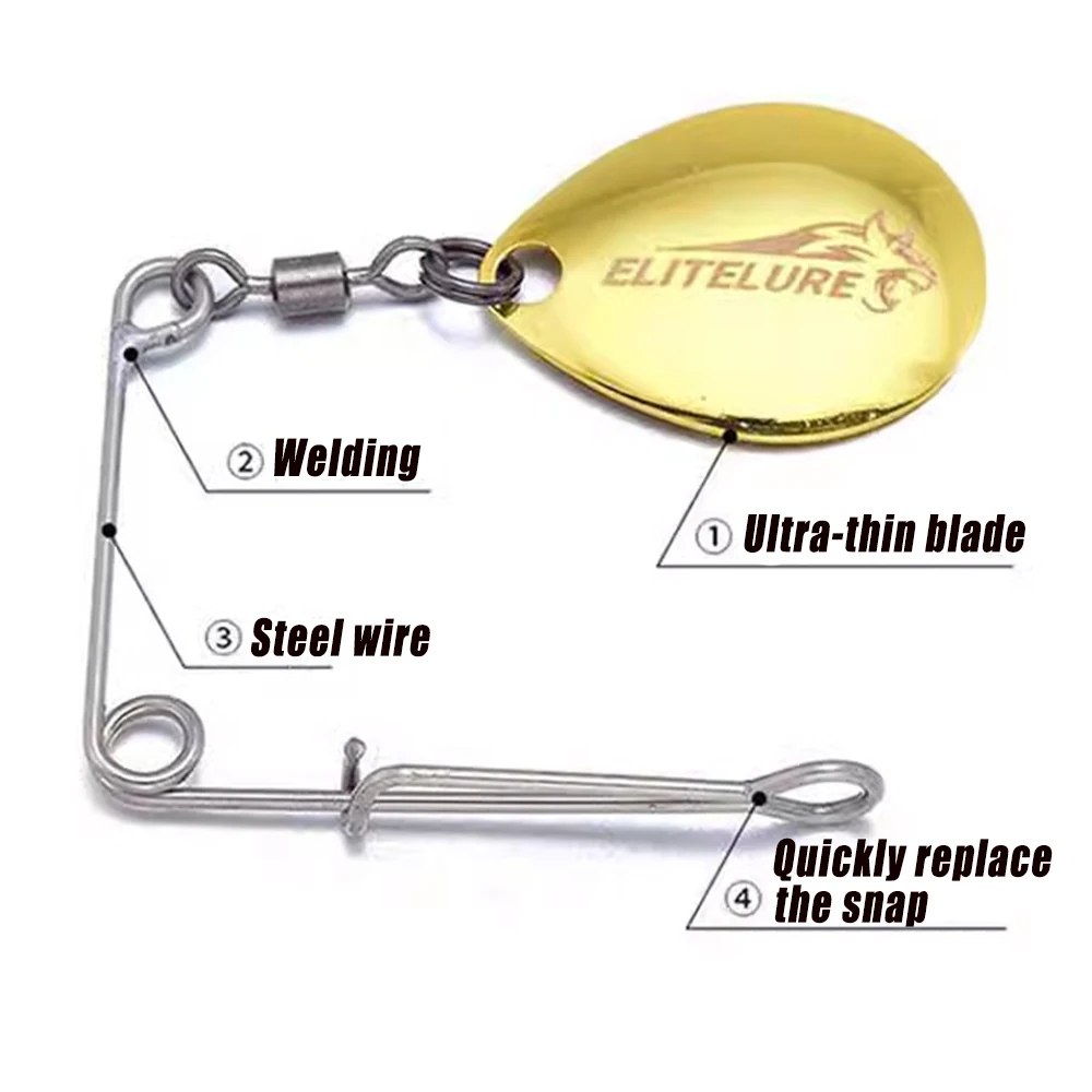 3 uds ELITELURE Mustang hoja de Metal cebo giratorio Swimbait Wobblers Spinnerbait aparejos para lubina y Lucio accesorios de pesca - imagen 4