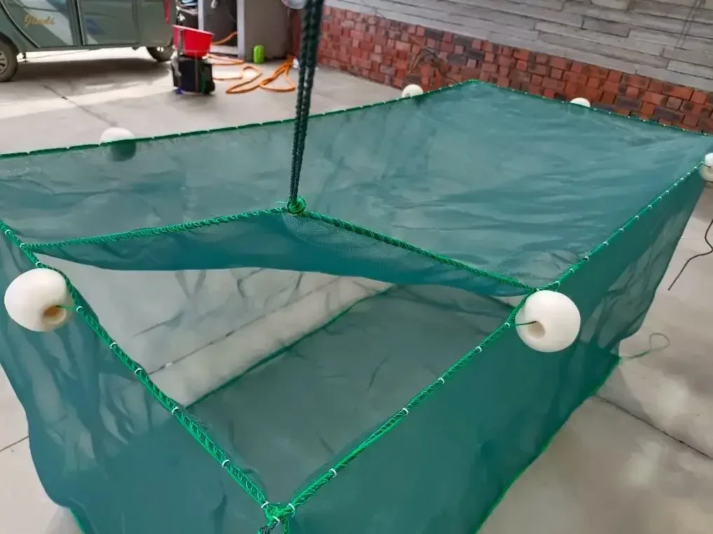 Jaula de red para peces, jaula para cría de peces con/sin cubierta, red de cangrejos, estaca, estanque, piscicultura, malla pequeña - imagen 4