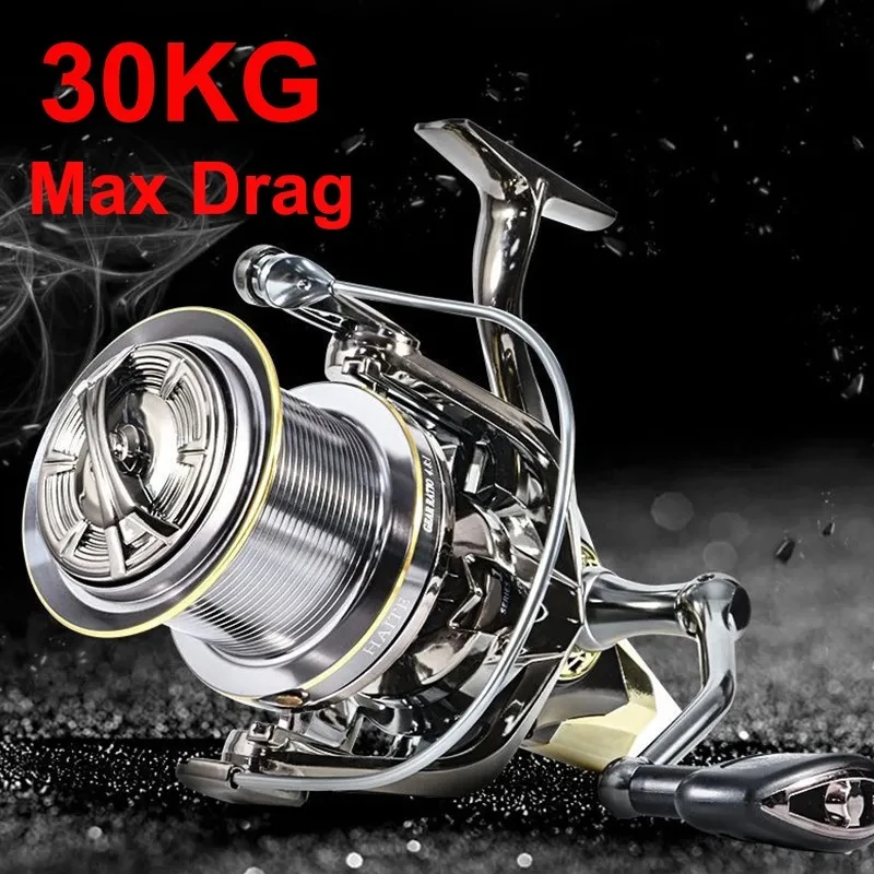 VX-carrete de pesca de Metal de 30kg, potente carrete giratorio de arrastre, carrete de aluminio 10 + 1 rodamientos de bolas, carrete LARGO DE Baitcasting para agua salada