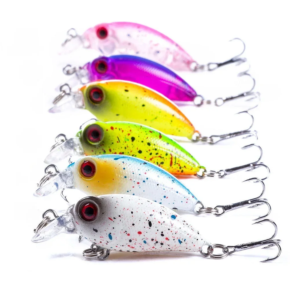 6 uds flotante Mini Crankbait Señuelos de Pesca 40mm 3g Minnow cebo duro de plástico Artificial Swimbait Bass Pike Jig Wobblers aparejos