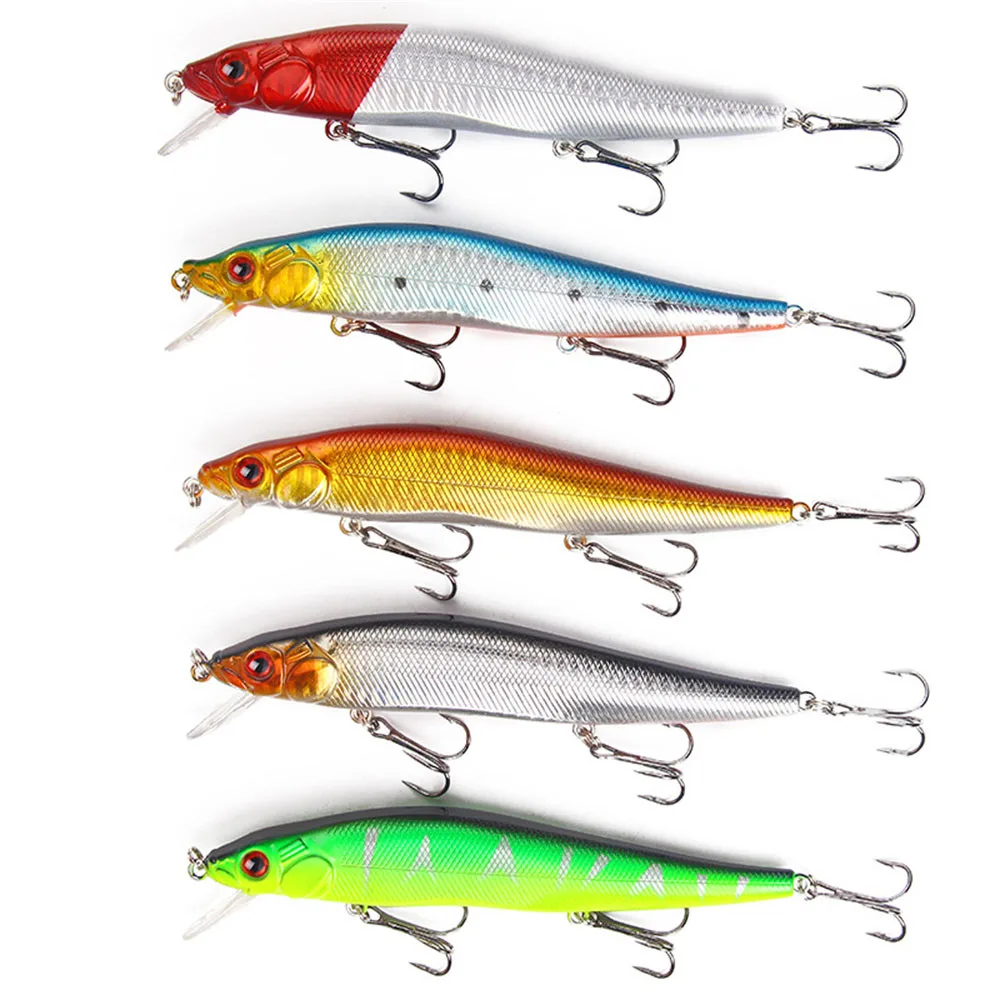 Señuelo de Pesca flotante, pececillo, ojos 3D, cebo duro Artificial, Crankbait Wobbler, lubina, carpa, aparejos de Pesca, 5 uds. - imagen 5