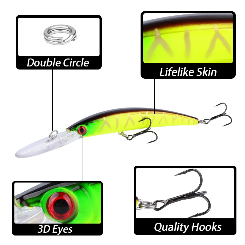 Wobbler Flotante Grande – Crankbait para Lubina, Lucio y Carpa - imagen 3