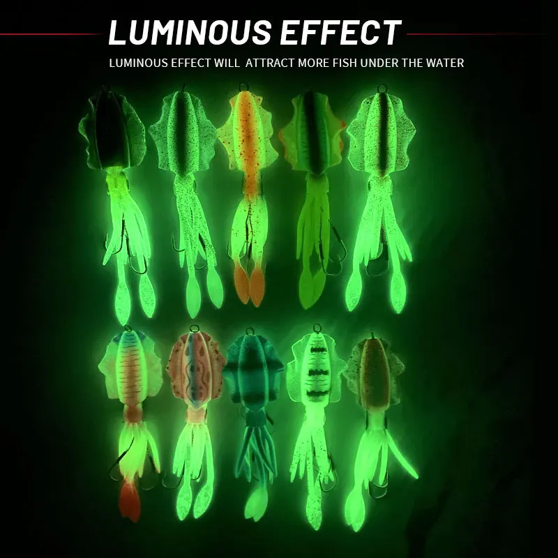 Señuelo de pesca de calamar suave, luminoso/UV, 60g/120g/150g, para Lucio, trucha, pesca en el mar, cebo Wobbler - imagen 3