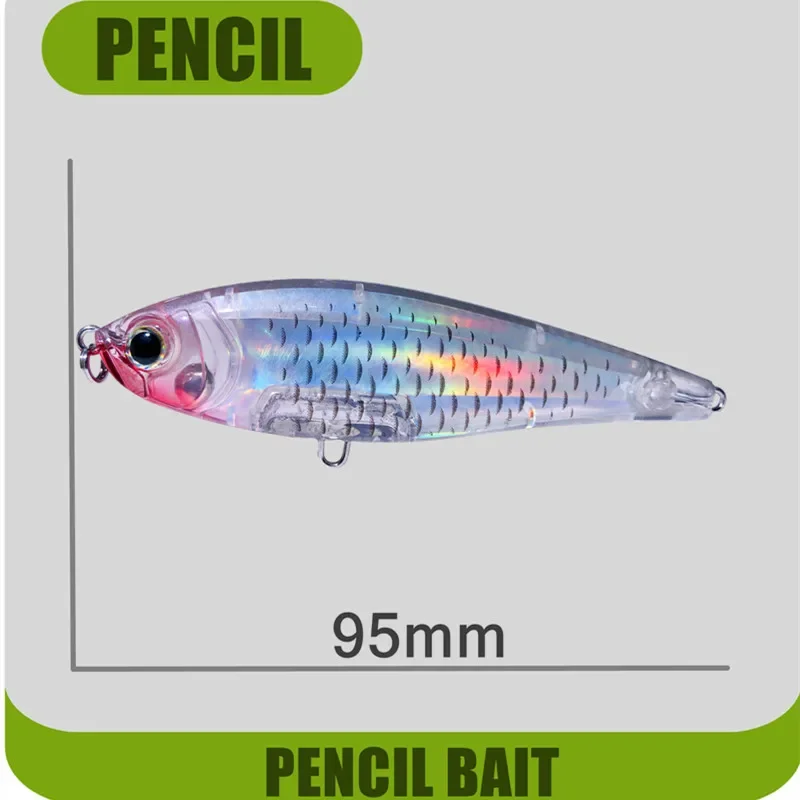 Nuevo 95mm 17g 3D cebo de interruptor cosido Señuelos de hundimiento Pesca de trucha de agua salada Isca lápiz Artificial Pesca Wobblers Carpe pescado - imagen 3