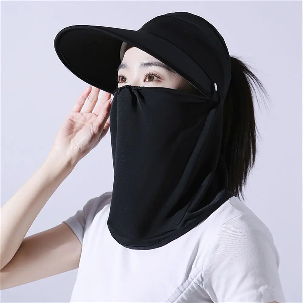Señora deporte senderismo Anti UV plegable Casual al aire libre ala ancha mujeres cuello cubierta sombrero gorra para el sol sombrero de cola de caballo