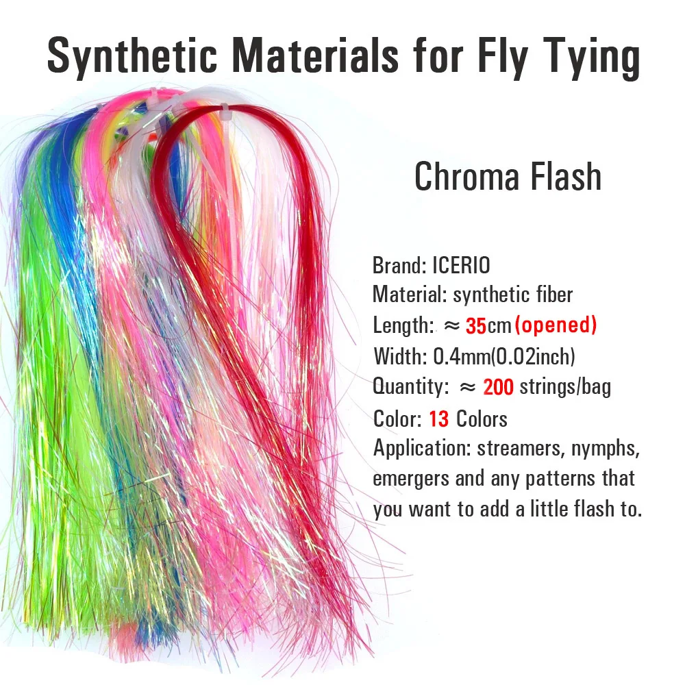 ICERIO 1/69 "0,4mm UV ala de hielo oropel plano cristal Grizzly Barrado Flashabou atado de moscas materiales para serpentinas ninfas plantillas - imagen 2