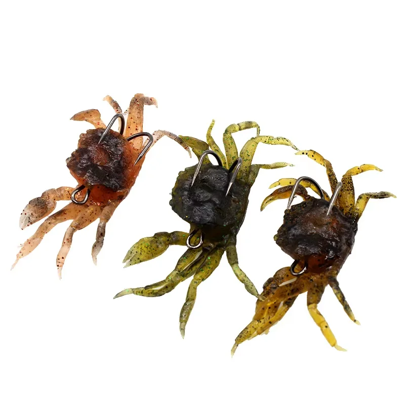 Cebo de carretera de pesca en el mar, cebo blando de 10cm y 34g, simulación 3D con gancho, cangrejo suave - imagen 3